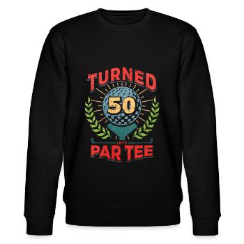50th Birthday Golf - Stanley/Stella CHANGER Unisex Organic Sweatshirt - black - Front - Nik (191cm) & Marisol (170cm)
