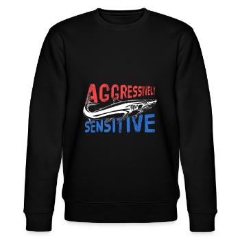 Fishing Aggressive Sensitive Gift - Stanley/Stella CHANGER Unisex Organic Sweatshirt - black - Front - Nik (191cm) & Marisol (170cm)