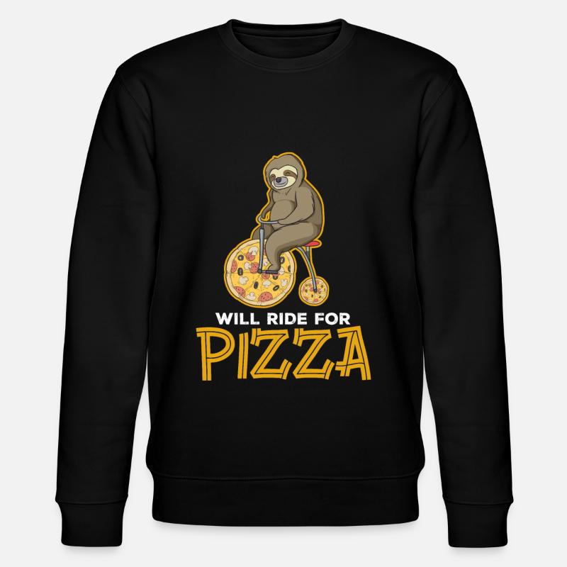 Sloth Riding Pizza Gift - Stanley/Stella CHANGER Unisex Organic Sweatshirt - black
