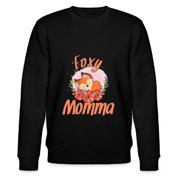 Foxy Mom - Stanley/Stella CHANGER Unisex Organic Sweatshirt - black - Front - Nik (191cm) & Marisol (170cm)