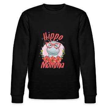 Hippo Mama - Stanley/Stella CHANGER Unisex Organic Sweatshirt - black - Front - Nik (191cm) & Marisol (170cm)