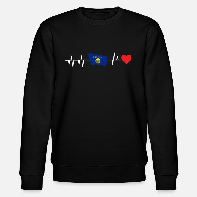 Montana-herzschlag-geschenk - Stanley/Stella Unisex Bio-Sweatshirt CHANGER  - Schwarz