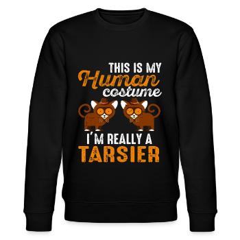 Niedliche Tarsier-Affenfamilie - Stanley/Stella Unisex Bio-Sweatshirt CHANGER  - Schwarz - Vorne - Nik (191cm) & Marisol (170cm)