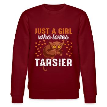 Niedliche Tarsier-Affenfamilie - Stanley/Stella Unisex Bio-Sweatshirt CHANGER  - Burgunderrot - Vorne - Nik (191cm) & Marisol (170cm)