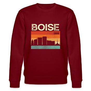 Boise Idaho - Stanley/Stella Unisex Bio-Sweatshirt CHANGER  - Burgunderrot - Vorne - Nik (191cm) & Marisol (170cm)