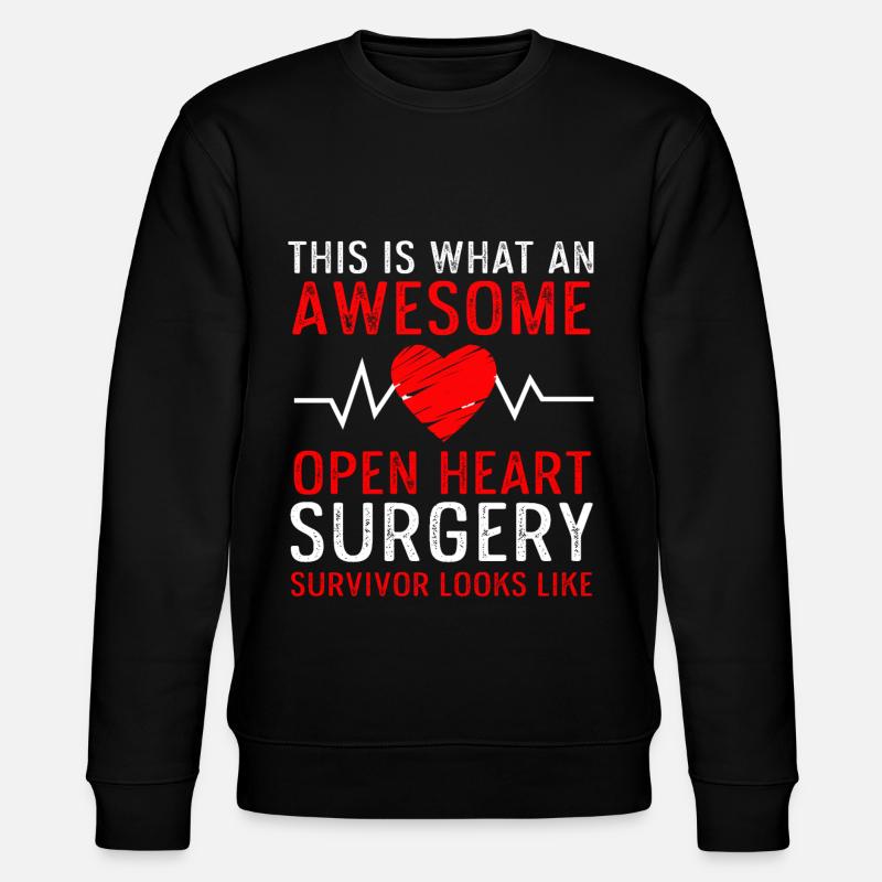 Open Heart Surgery Gift - Stanley/Stella CHANGER Unisex Organic Sweatshirt - black