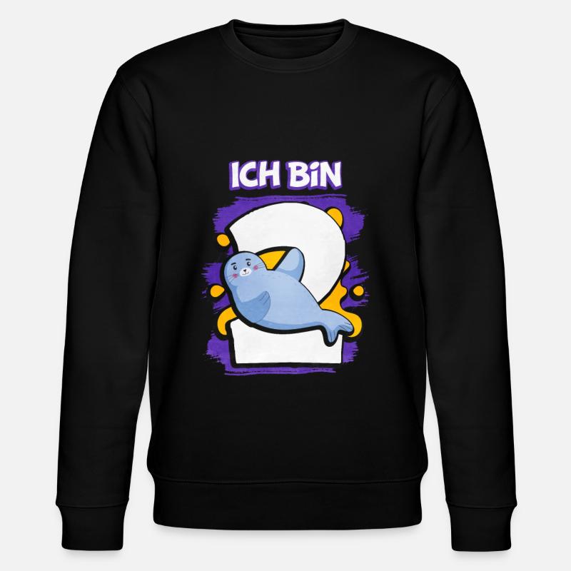 Ich Bin 2 Robbe - Stanley/Stella Unisex Bio-Sweatshirt CHANGER  - Schwarz