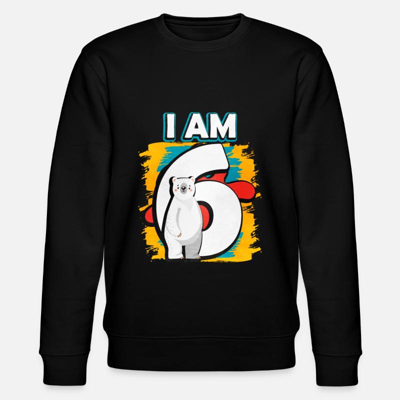 Ich Bin 6 Eisbär - Stanley/Stella Unisex Bio-Sweatshirt CHANGER  - Schwarz