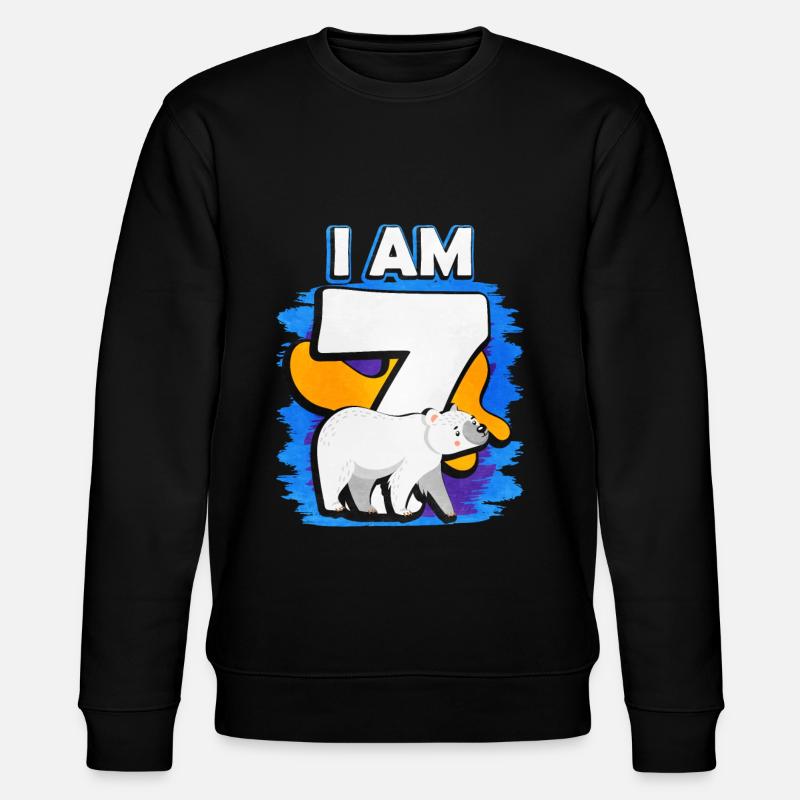 Ich Bin 7 Eisbär - Stanley/Stella Unisex Bio-Sweatshirt CHANGER  - Schwarz