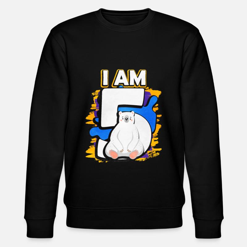 Ich Bin 5 Eisbär - Stanley/Stella Unisex Bio-Sweatshirt CHANGER  - Schwarz