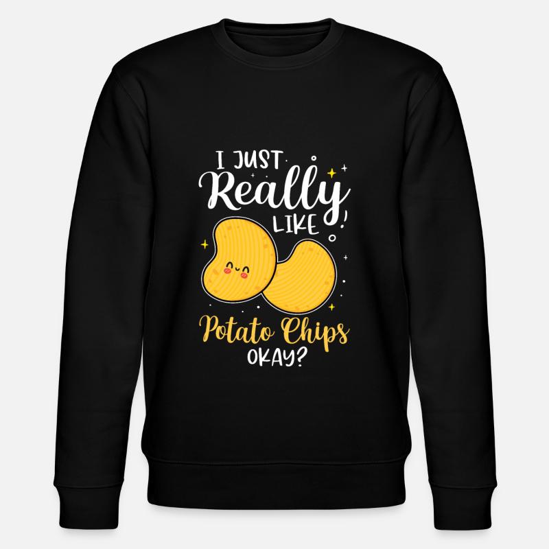 Chips Essen Snacks Süßigkeiten Geschenk - Stanley/Stella Unisex Bio-Sweatshirt CHANGER  - Schwarz