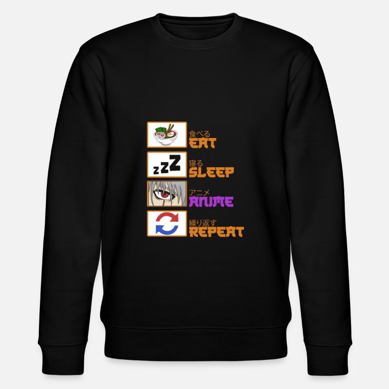 Eat Sleep Anime Repeat - Stanley/Stella CHANGER Unisex Organic Sweatshirt - black
