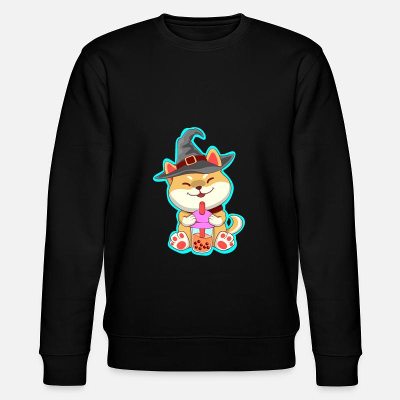 Halloween Cat Bubble Tea - Stanley/Stella CHANGER Unisex Organic Sweatshirt - black