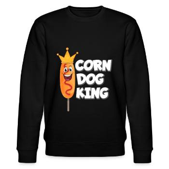 Corn Dog King - Stanley/Stella CHANGER Unisex Organic Sweatshirt - black - Front - Nik (191cm) & Marisol (170cm)