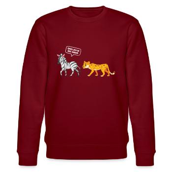 Zebra - Stanley/Stella Unisex Bio-Sweatshirt CHANGER  - Burgunderrot - Vorne - Nik (191cm) & Marisol (170cm)