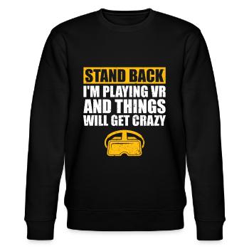 Virtual Reality VR Geschenk - Stanley/Stella Unisex Bio-Sweatshirt CHANGER  - Schwarz - Vorne - Nik (191cm) & Marisol (170cm)