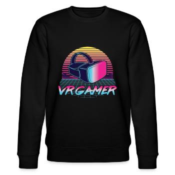 Virtual Reality VR Geschenk - Stanley/Stella Unisex Bio-Sweatshirt CHANGER  - Schwarz - Vorne - Nik (191cm) & Marisol (170cm)