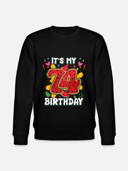 74th Birthday Watermelon - Stanley/Stella CHANGER Unisex Organic Sweatshirt - black