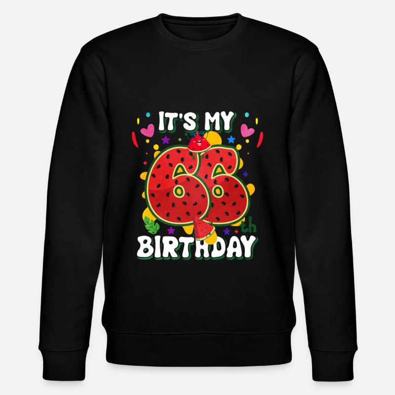 66th Birthday Watermelon - Stanley/Stella CHANGER Unisex Organic Sweatshirt - black