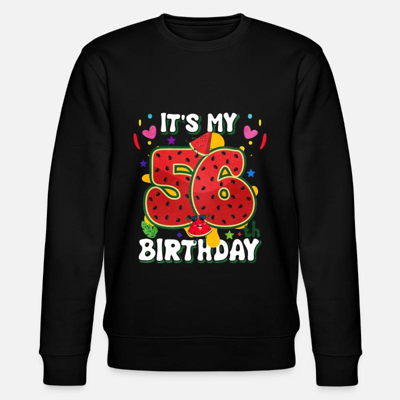 56th Birthday Watermelon - Stanley/Stella CHANGER Unisex Organic Sweatshirt - black