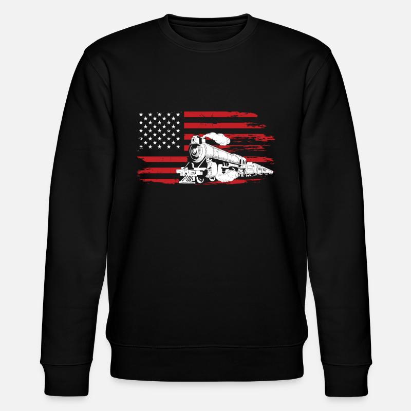 Train drapeau américain - Sweat bio CHANGER Stanley/Stella Unisexe - noir