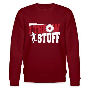 Diskuswerfen Diskuswerfer Geschenk - Stanley/Stella Unisex Bio-Sweatshirt CHANGER  - Burgunderrot - Vorne - Nik (191cm) & Marisol (170cm)