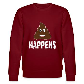 Shit Happens Cartoon - Stanley/Stella Unisex Bio-Sweatshirt CHANGER  - Burgunderrot - Vorne - Nik (191cm) & Marisol (170cm)