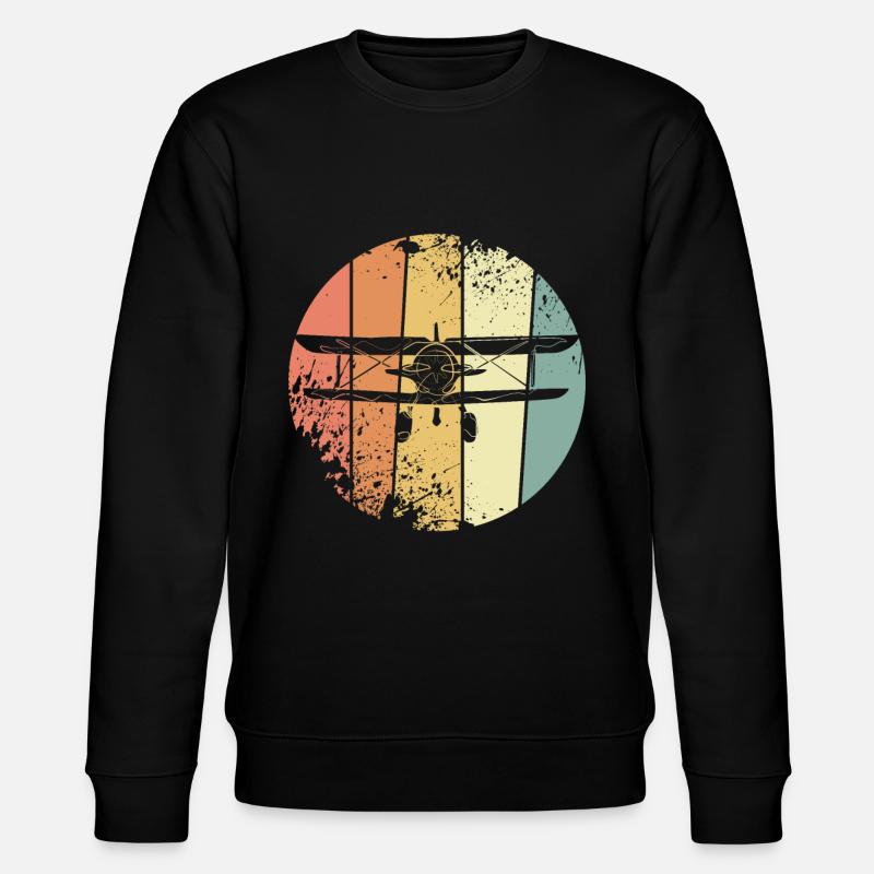 Retro Airplane - Stanley/Stella CHANGER Unisex Organic Sweatshirt - black