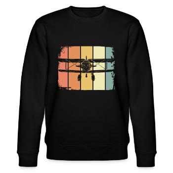 Airplane - Stanley/Stella CHANGER Unisex Organic Sweatshirt - black - Front - Nik (191cm) & Marisol (170cm)