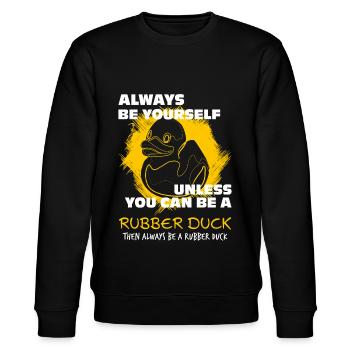 Quietscheente Entchen - Stanley/Stella Unisex Bio-Sweatshirt CHANGER  - Schwarz - Vorne - Nik (191cm) & Marisol (170cm)