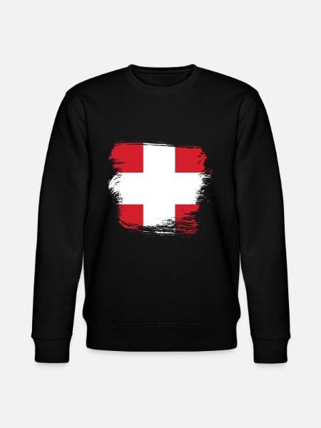 Schweizer Flagge Schweiz - Stanley/Stella Unisex Bio-Sweatshirt CHANGER  - Schwarz