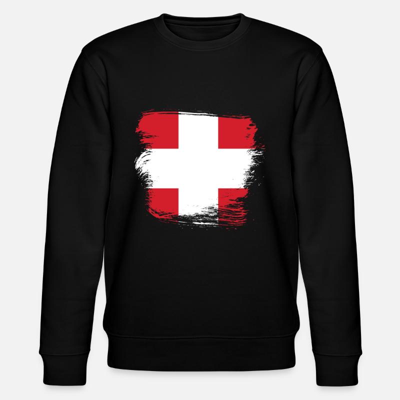 Schweizer Flagge Schweiz - Stanley/Stella Unisex Bio-Sweatshirt CHANGER  - Schwarz