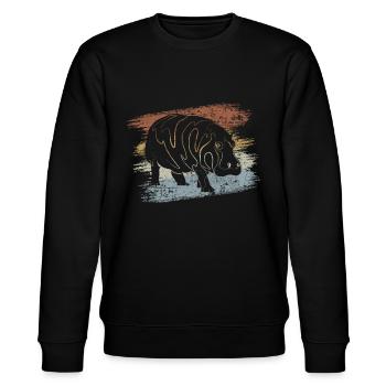 Nilpferd - Stanley/Stella Unisex Bio-Sweatshirt CHANGER  - Schwarz - Vorne - Nik (191cm) & Marisol (170cm)