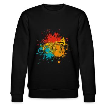 Trompete - Stanley/Stella Unisex Bio-Sweatshirt CHANGER  - Schwarz - Vorne - Nik (191cm) & Marisol (170cm)