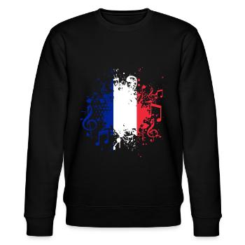 Frankreich Flagge Musik - Stanley/Stella Unisex Bio-Sweatshirt CHANGER  - Schwarz - Vorne - Nik (191cm) & Marisol (170cm)