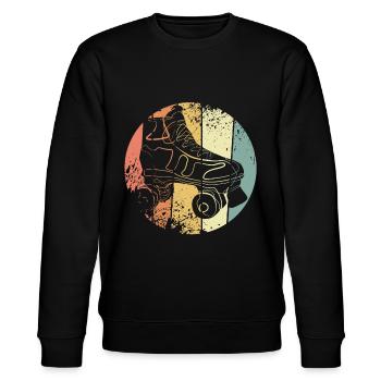 Rollschuh retro Rollschuhlaufen - Stanley/Stella Unisex Bio-Sweatshirt CHANGER  - Schwarz - Vorne - Nik (191cm) & Marisol (170cm)