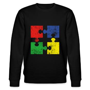 Puzzle - Stanley/Stella CHANGER Unisex Organic Sweatshirt - black - Front - Nik (191cm) & Marisol (170cm)