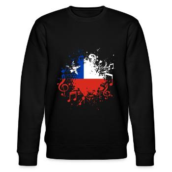 Chile Flagge Musik - Stanley/Stella Unisex Bio-Sweatshirt CHANGER  - Schwarz - Vorne - Nik (191cm) & Marisol (170cm)