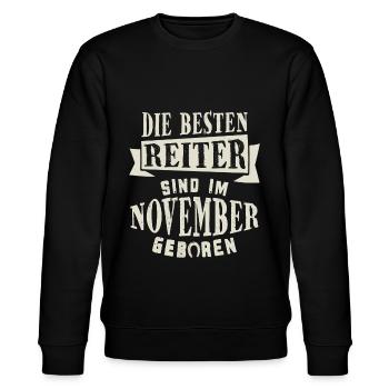 Reiter Geburtstag November - Stanley/Stella Unisex Bio-Sweatshirt CHANGER  - Schwarz - Vorne - Nik (191cm) & Marisol (170cm)