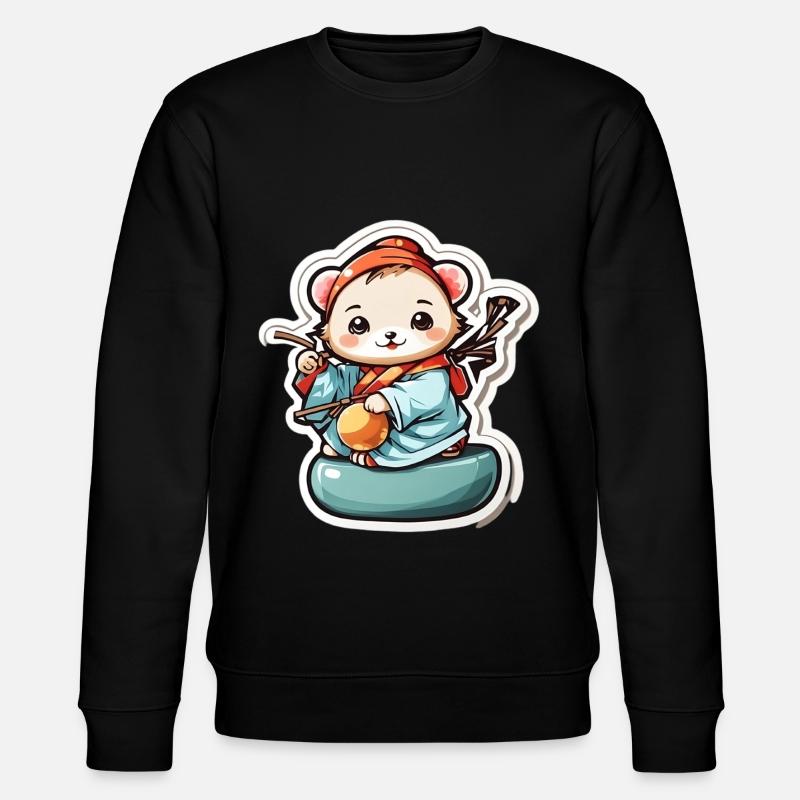 Chinesische Glückskatze - Stanley/Stella Unisex Bio-Sweatshirt CHANGER  - Schwarz