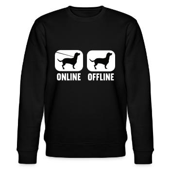 Online Offline Dackel Dachshund Dackelbesitzer - Stanley/Stella Unisex Bio-Sweatshirt CHANGER  - Schwarz - Vorne - Nik (191cm) & Marisol (170cm)
