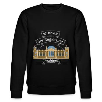 Ich bin mit aktuellen Bundesregierung unzufrieden - Stanley/Stella Unisex Bio-Sweatshirt CHANGER  - Schwarz - Vorne - Nik (191cm) & Marisol (170cm)