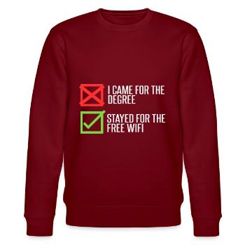 Stayed For The Wi-Fi - Stanley/Stella CHANGER Unisex Organic Sweatshirt - burgundy - Front - Nik (191cm) & Marisol (170cm)