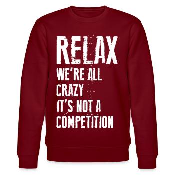 relax crazy mad - Stanley/Stella CHANGER Unisex Organic Sweatshirt - burgundy - Front - Nik (191cm) & Marisol (170cm)