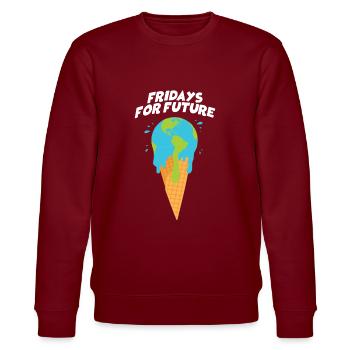Fridays For Future - Welt als Eiskugel schmilzt - Stanley/Stella Unisex Bio-Sweatshirt CHANGER  - Burgunderrot - Vorne - Nik (191cm) & Marisol (170cm)