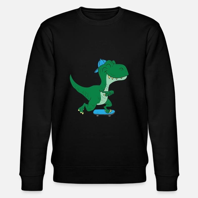 Skateboarding Dinosaur T-Rex - Stanley/Stella CHANGER Unisex Organic Sweatshirt - black