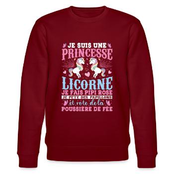 Je Suis Une Princesse Licorne - Sweat bio CHANGER Stanley/Stella Unisexe - bordeaux - Devant - Nik (191cm) & Marisol (170cm)