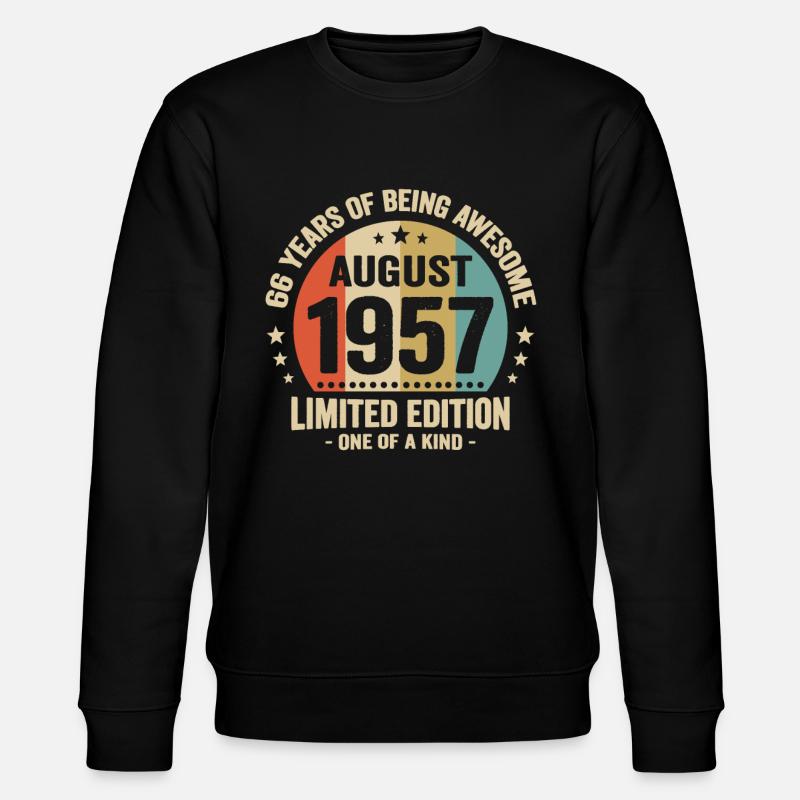 August 1957 66 Jahre Jubiläumsgeschenk - Stanley/Stella Unisex Bio-Sweatshirt CHANGER  - Schwarz