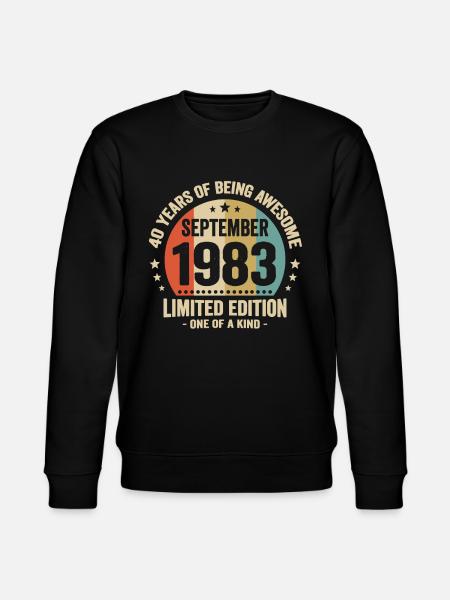 September 1983 40 års jubileums vintagegave - Stanley/Stella CHANGER økologisk unisex-sweatshirt - svart