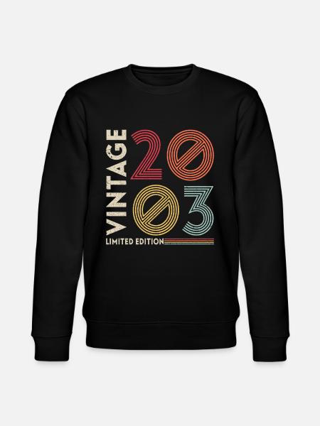Millésime 2003 Anniversaire - Sweat bio CHANGER Stanley/Stella Unisexe - noir